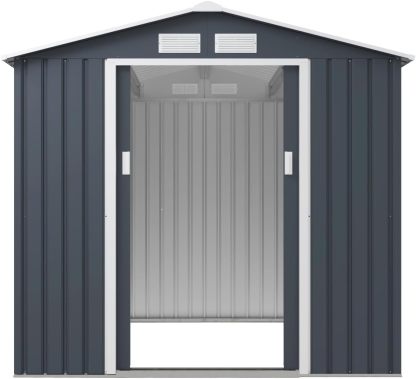 TOPLIVING Cobertizo de Almacenamiento Exterior de Metal, Bodega Exterior para Herramientas, Armario para Jardín Multiusos Metálico 213x191x195 cm Color Gris