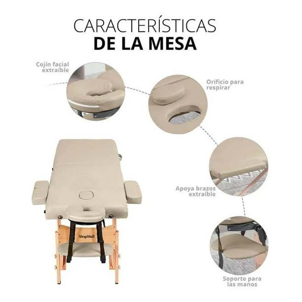 Cama plegable para Masajes Beige ShopMall SM-CAMA-011-BG