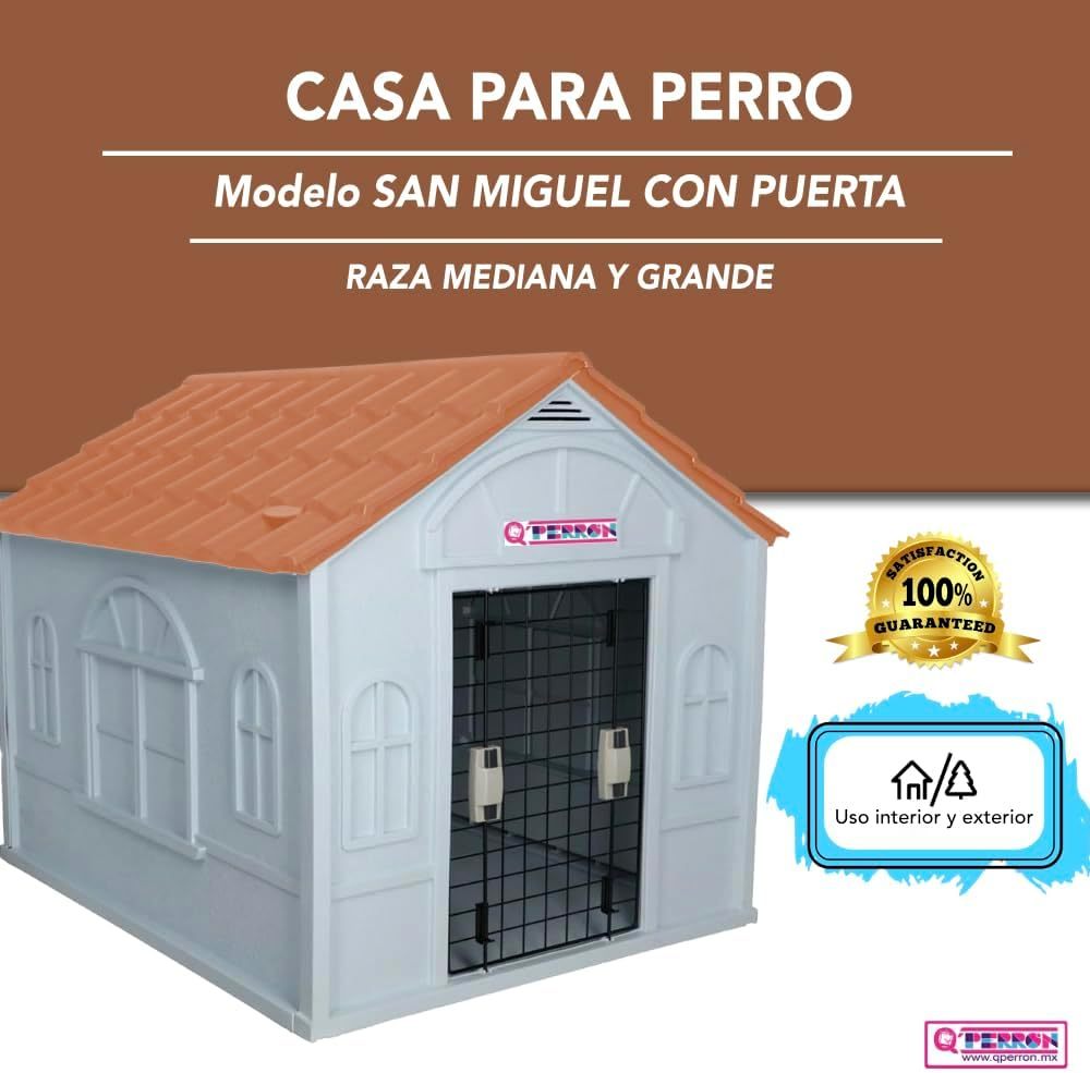 Casa Térmica para Perro Raza Grande | Incluye Puerta Metálica | 99 x 84 x 82 cm | Impermeable con Ventilación | Material Resistente al Exterior.