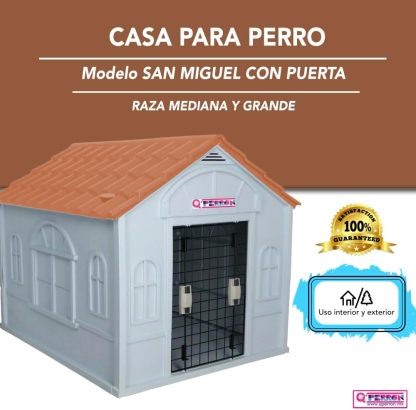 Casa Térmica para Perro Raza Grande | Incluye Puerta Metálica | 99 x 84 x 82 cm | Impermeable con Ventilación | Material Resistente al Exterior.