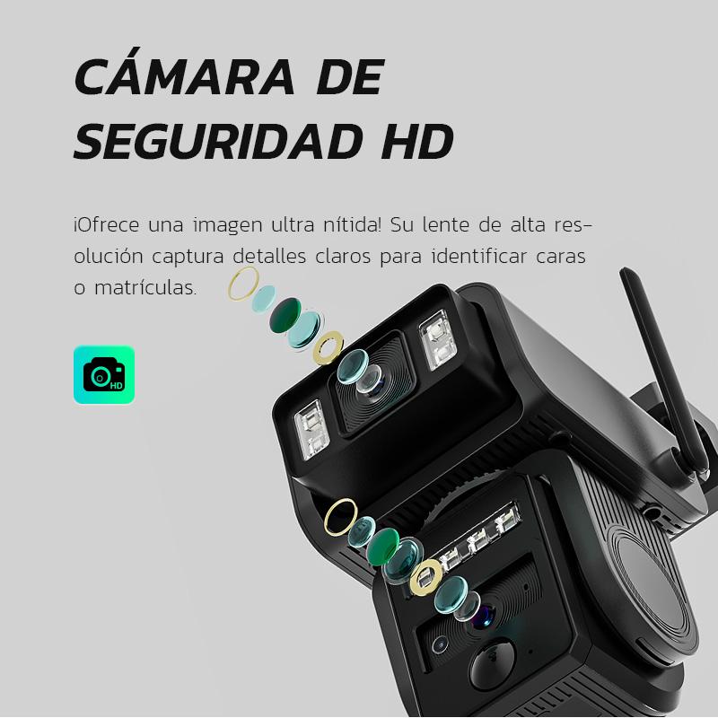 Cámara WiFi de Seguridad Solar Exterior con Lente Dual y Batería 8000mAh - Modelo AJ19-WiFi, 8MP Ultra HD, 360° Panorámica, Visión Nocturna a Color, Alarma Sonora, Comunicación Bidireccional, Sin Mensualidad (Tarjeta SD/Gratis 7 Días), IP66, Fácil Instala