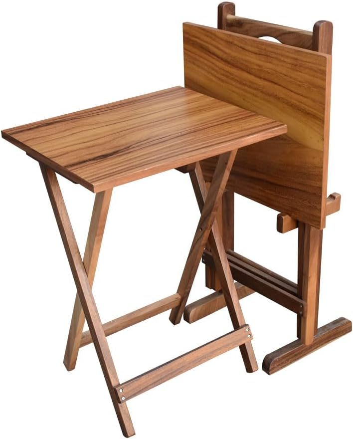 Hogare Mesas Plegables De Servicio con Base, Mesa, Mesa Auxiliar, Mesita, Juego de Parota (Chocolate)