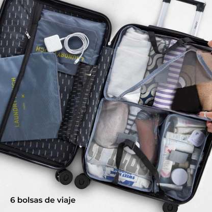 Juego 4 Maletas De Viaje Rigidas Ruedas 360 Bolsas De Viaje azul Rumbo RUM40