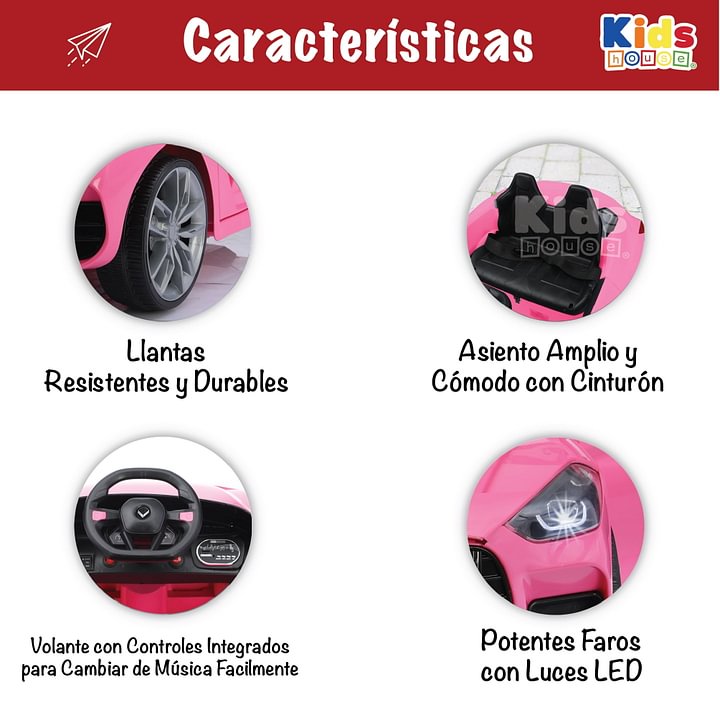 Kids House Carro Montable para Niños DASH, con Luz, Música USB MP3, Educación Temprana, Batería Dual 6V, Diseño Compacto y Seguro
