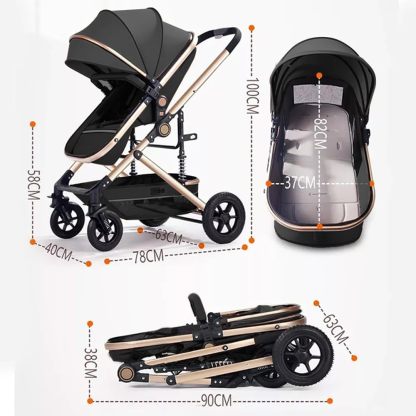 FINYQBET Carrito De Bebé Plegable Universal Para Cuatro Estaciones Sillas De Paseo para Bebés De Alta Vista para Bebés Recién Nacidos, Implementación Bidireccional Multifuncional Y Segura Caqui