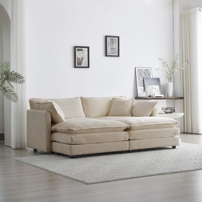 Neylory - Sofá de dos plazas con 2 almohadas para sala de estar, recámara, departamento, 2 plazas de felpilla para asiento profundo
