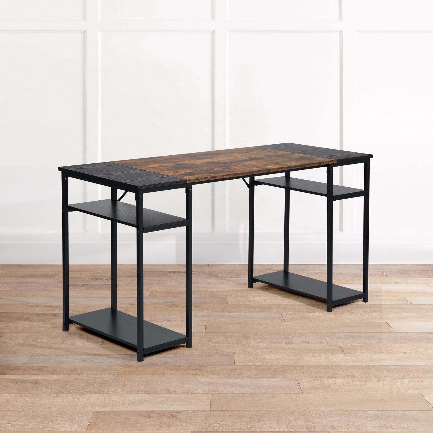 Escritorio Grande 140cm Color Madera con Negro,con Bolsa de Almacenamiento