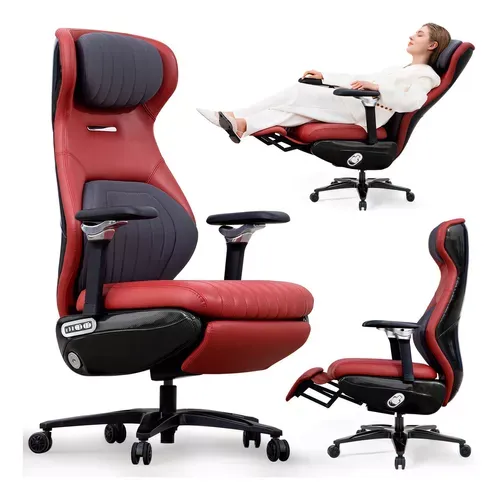 Silla Gamer Masaje Lumbar Eléctrico Cuero Transpirable Ouo Color Rojo LT00529