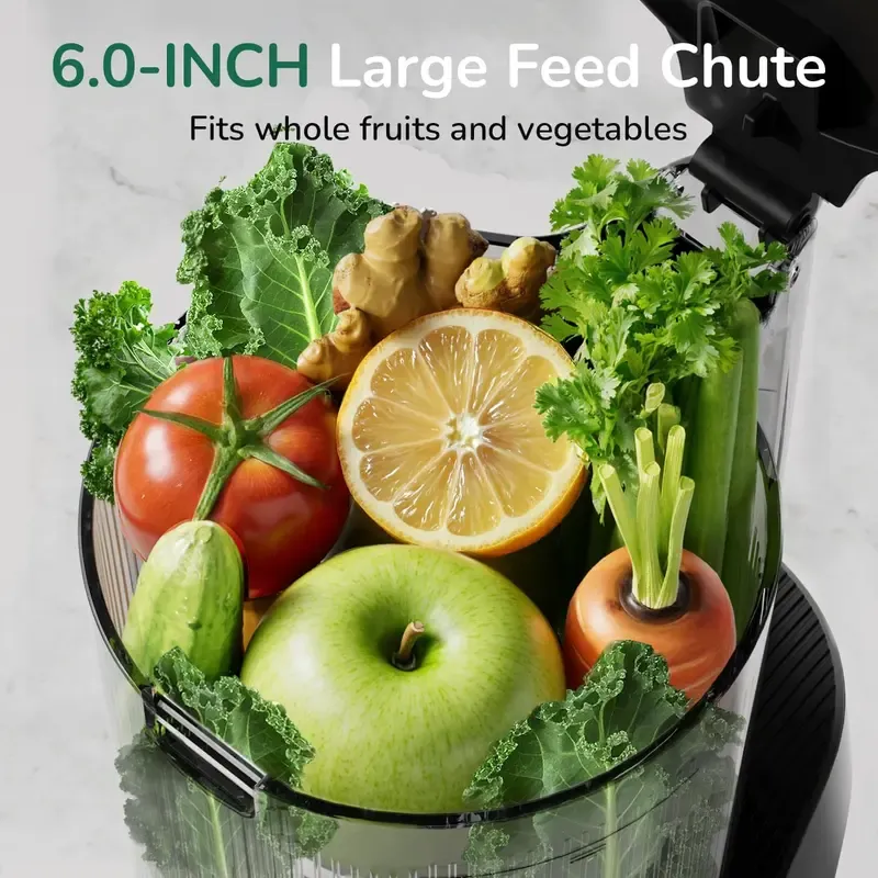 Licuadora de prensado en frío CL C16, boca de alimentación extra ancha de 15 cm, coladores 3 en 1 (jugo, sorbete y leche vegetal), potente motor de CA sin escobillas, sistema de precorte automático, máquina de licuado libre de BPA.