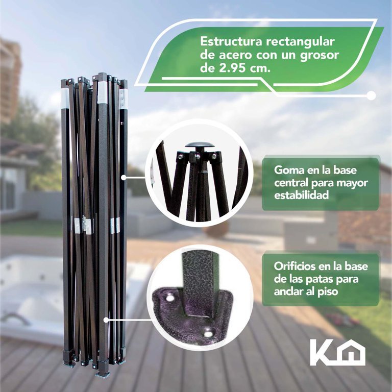 Toldo Carpa Impermeable 3x3 M + Mesa Plegable 180cm portatil Kingshouse COMBO