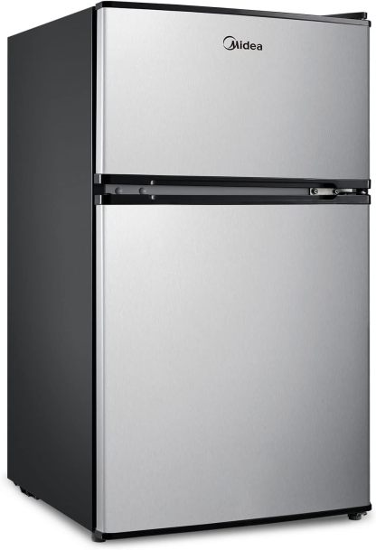 Midea WHD-113FSS1 Refrigerador compacto, 3.1 pies cúbicos, acero inoxidable