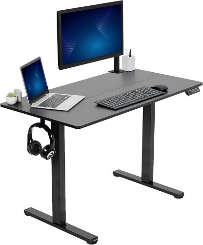 Vivo Escritorio eléctrico de 140cm x 61cm para Estar de pie, estación de Trabajo Completa para el hogar y la Oficina con Altura Ajustable, Controlador de Memoria, Negro, DESK-E155TB