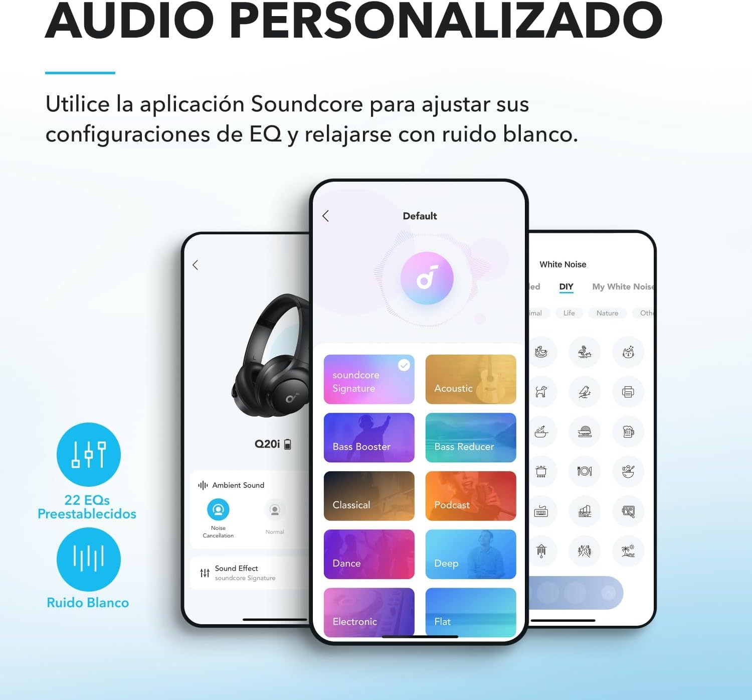 Soundcore Audífonos Inalámbricos Diadema Q20i, Cancelación de Ruido Activa Híbrida, Bluetooth, 40H ANC, Alta Resolución, Big Bass, App, Transparencia, Viajes
