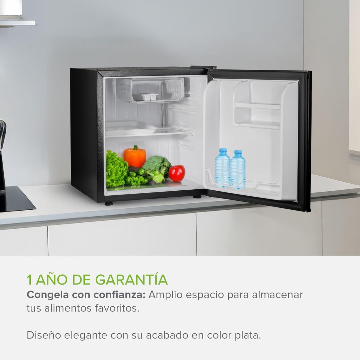 AVERA Frigobar 45L con Llave | Mini Refrigerador con Congelador, Puerta Reversible y Control de Temperatura 0°C-10°C | Ideal para Oficina, Cuarto o Minibar | FB46L