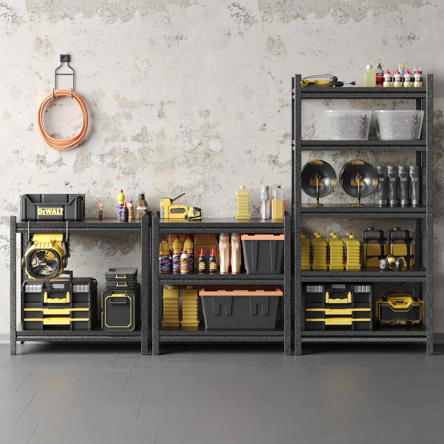 NETEL Anaquel Metalico 5 Niveles, Estantería de Garaje, Estanteria Metalica, Estante de Acero para Cargar Pesadas, Estantería Multifuncional Desmontable, 90 W x 40 D x 183 H cm, Negro