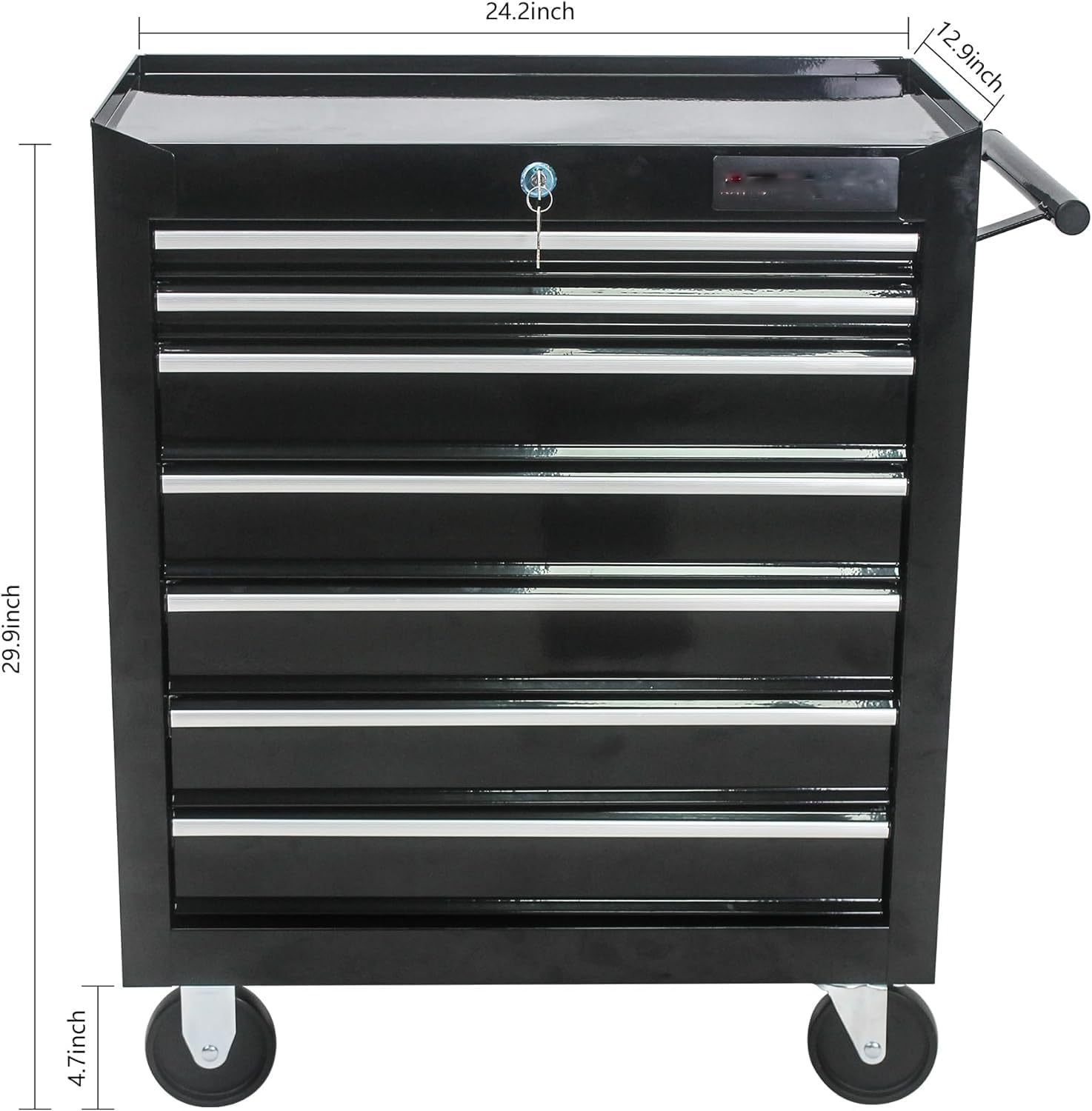 BouPower - Cofres de Herramientas de 7 cajones, clóset de Almacenamiento con Bandeja Desmontable, Color Negro