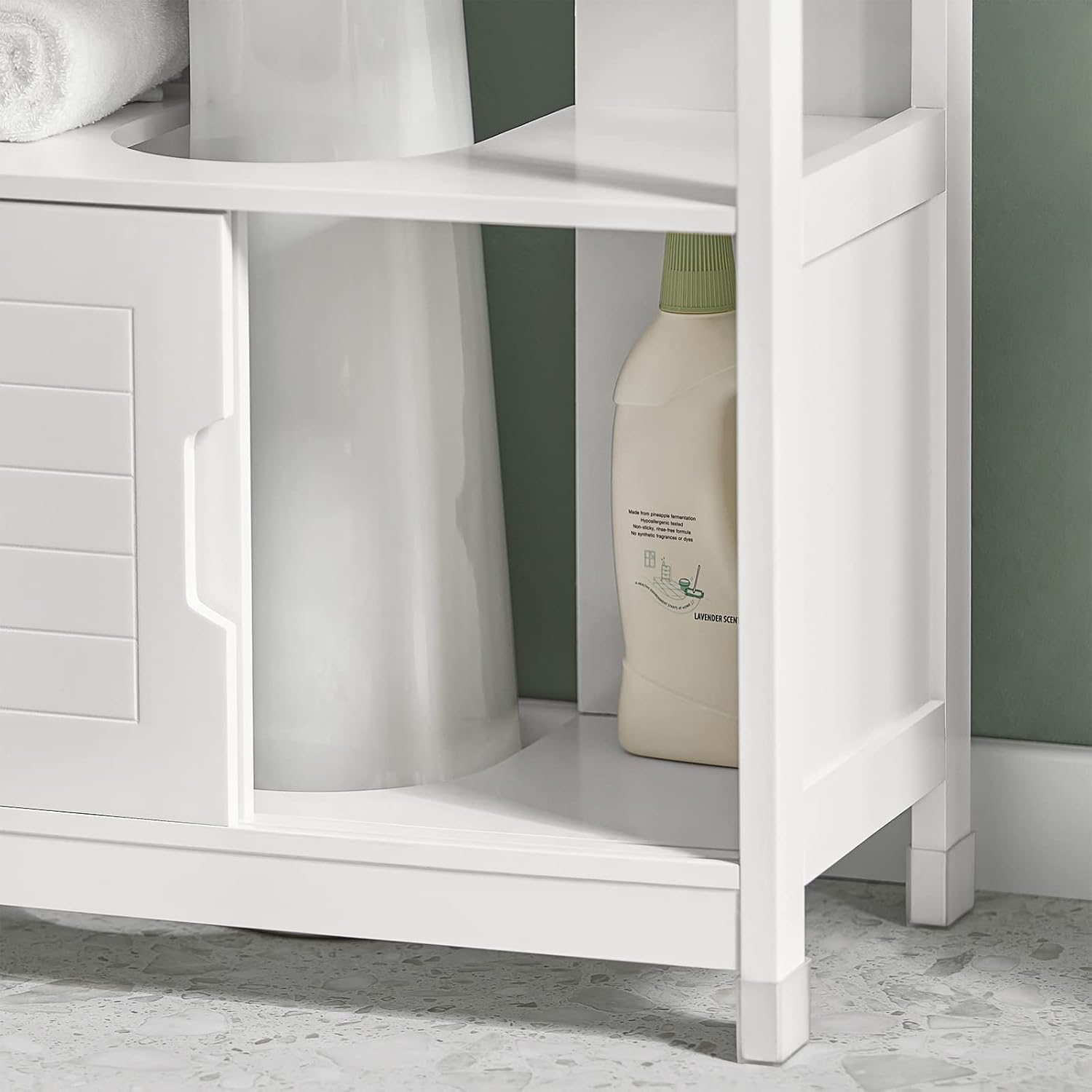 SoBuy Armario para Lavabo Mueble de Baño Debajo del Lavabo con 2 Puertas Armario de Suelo Lavabo para Baño con Mueble(Blanco FRG128-II-W)