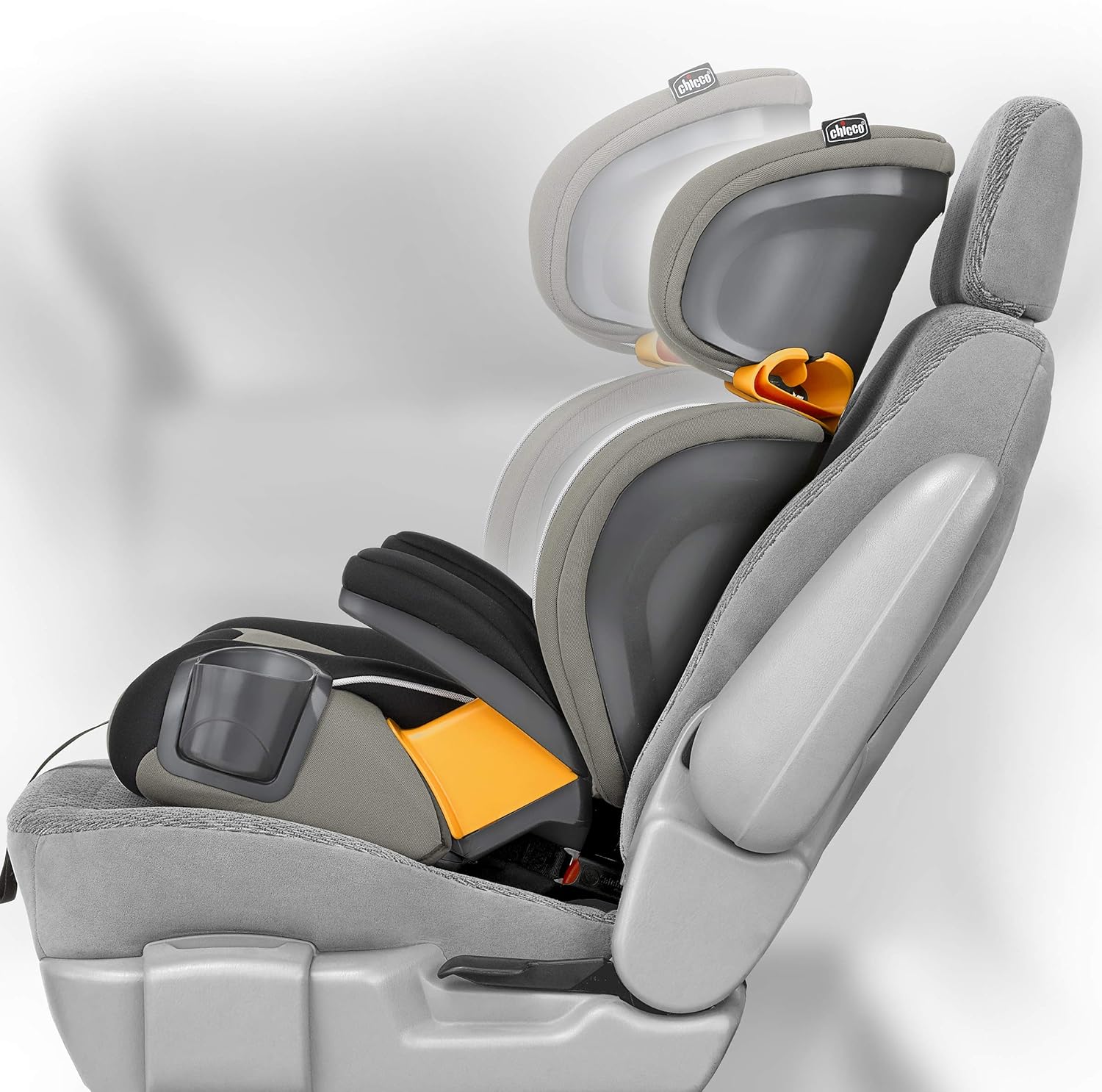 Chicco - KidFit Zip Air Plus 2 en 1 asiento elevador de posicionamiento para coche – Q Collection, negro/gris