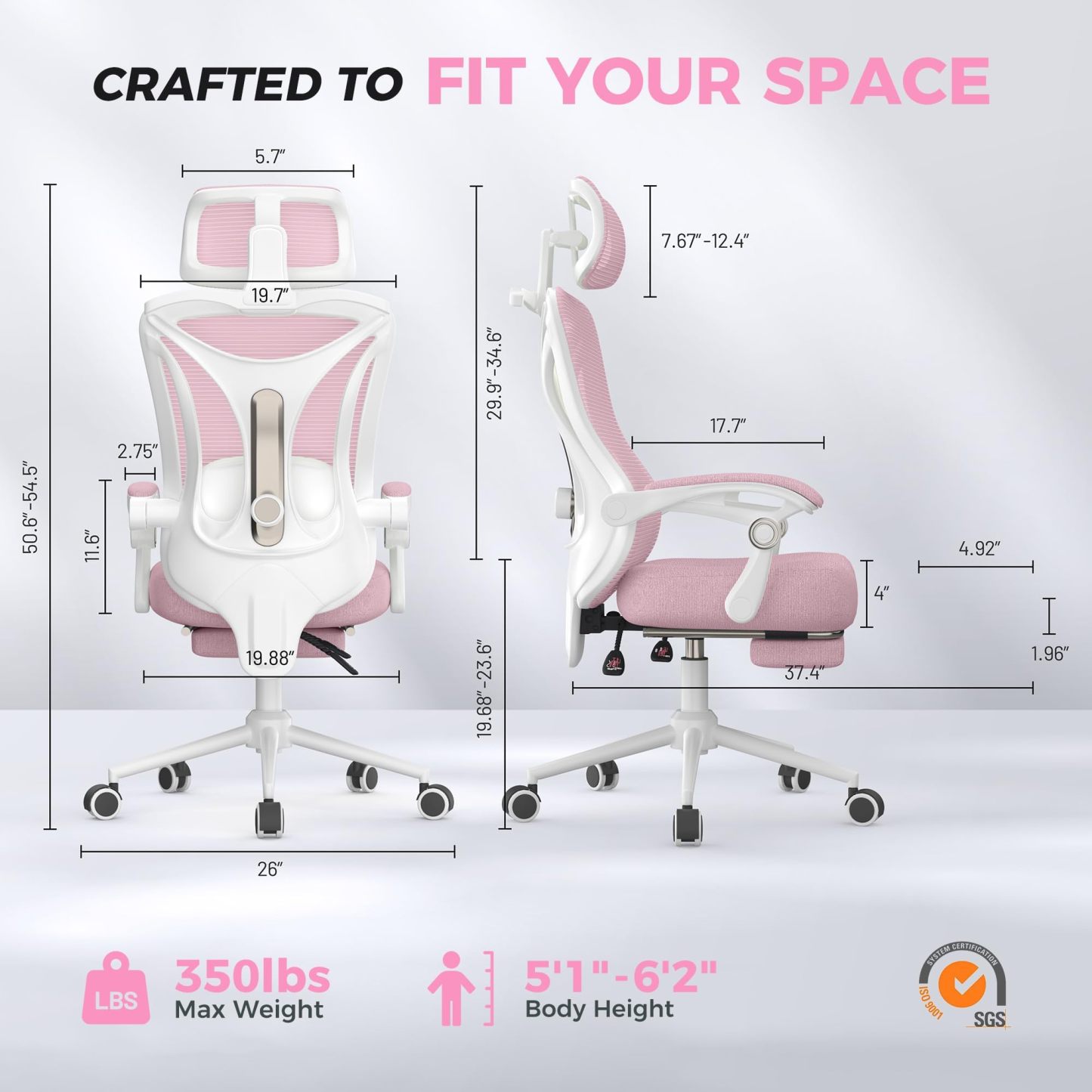 Silla de oficina reclinable, moderna y cómoda Sweetcrispy: silla ergonómica con respaldo de malla, altura ajustable, giro de 360 ​​grados y ruedas; incluye reposapiés, reposacabezas ajustable, reposabrazos acolchados y bloqueo de reclinación.
