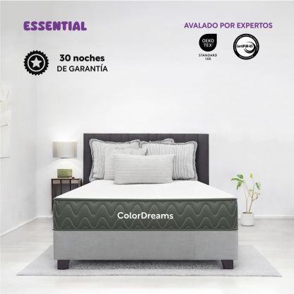 COLORDREAMS | Colchón en Caja Matrimonial Essential Memory Foam – 135x190x18 cm – 5 Capas De Espuma de Alta Densidad y Tela – Firmeza Media – Hipoalergénico