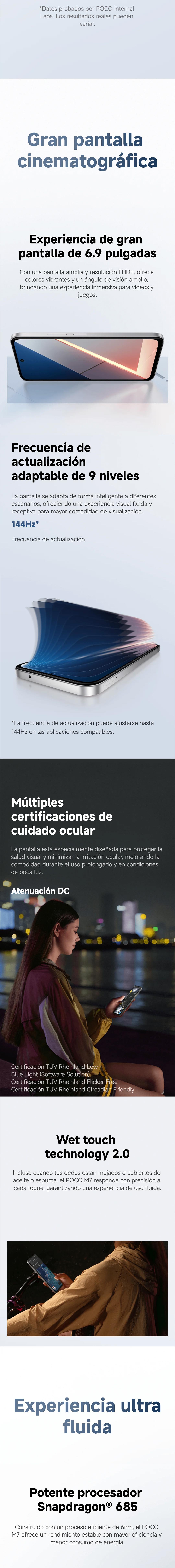 Poco M7 8+256GB Snapdragon 685 C&aacute;mara 50MP+8MP  Battery 7000 mah, Rapid Charge 33W, Inverse Charge 18W 6MSI