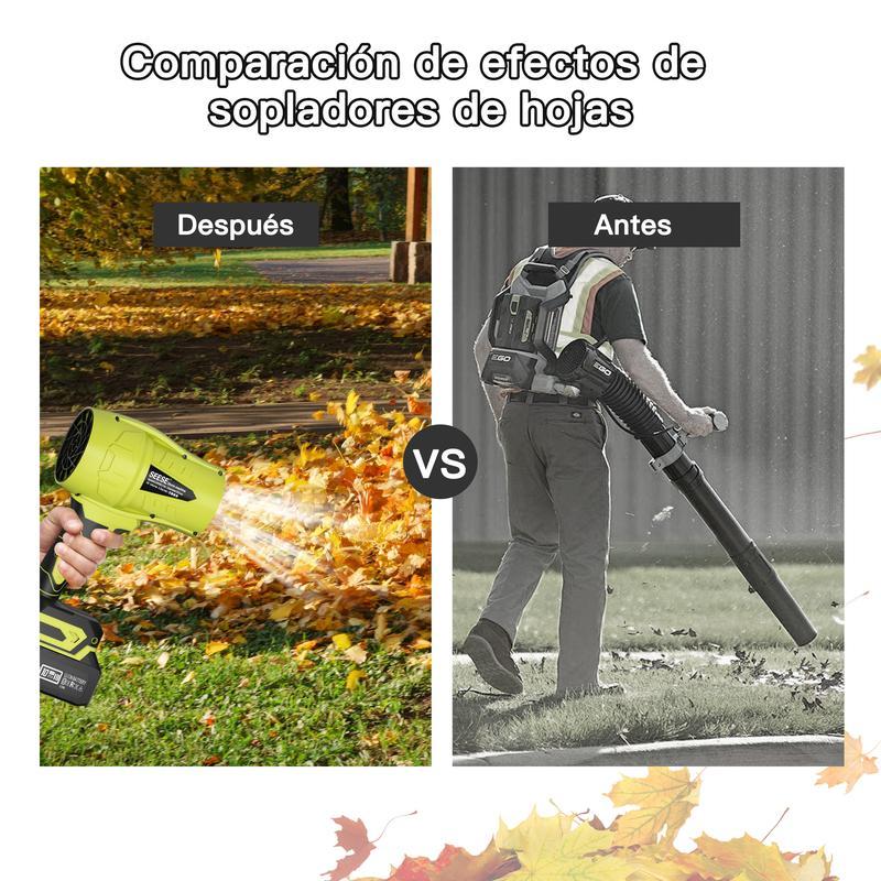 SEESE Soplador Turbo inalámbrico – Soplador de hojas con motor de cobre puro, secado de coche, nieve y limpieza del hogar y jardín