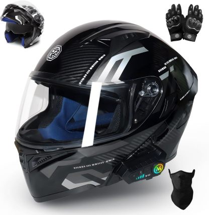 URPOWㅤ Casco de Moto Bluetooth, Casco Integral, Transpirable y Cómodo, Carcasa Resistente, Homologado Dot/ECE, Apto para Adultos, Mujeres y Hombres