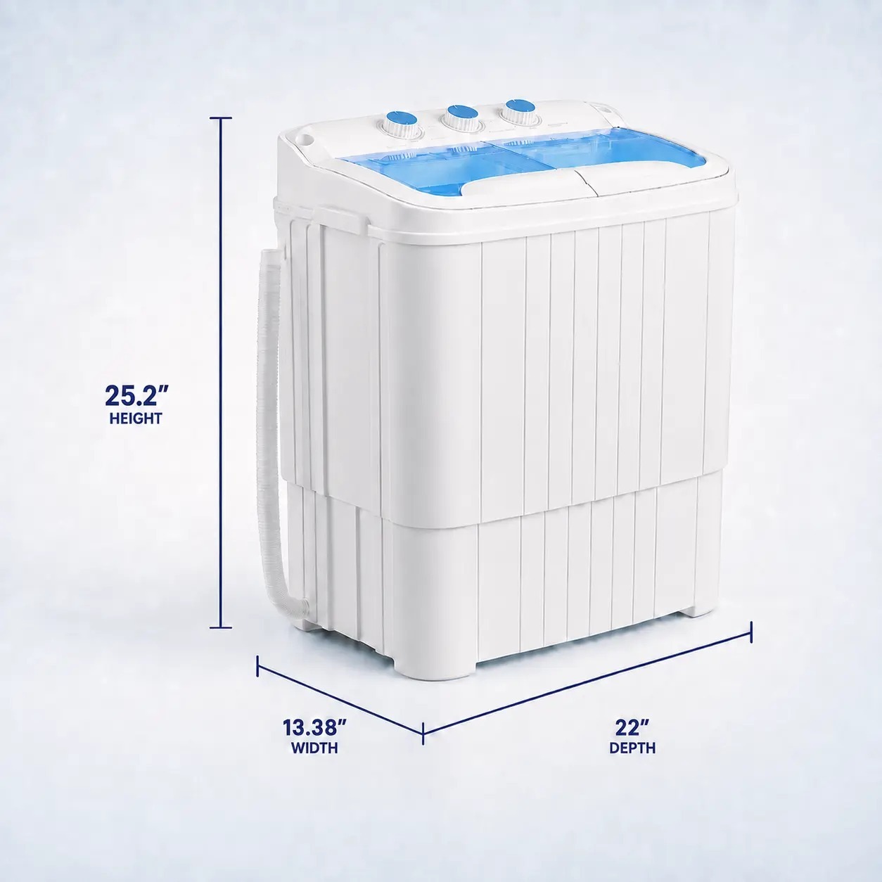 Lavadora semiautomática de doble tina (capacidad total de 16 lb: 9.6 lb de lavado + 5.4 lb de centrifugado); lavadora compacta ideal para apartamentos, dormitorios, casas rodantes, campamentos y uso doméstico diario.