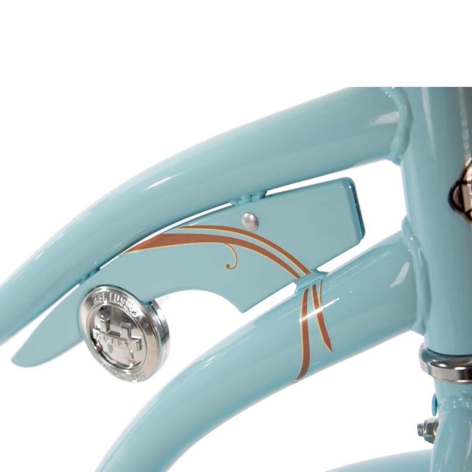 Bicicleta de paseo clásica Nel Lusso con cuadro Perfect Fit, para mujer, color azul, 26"