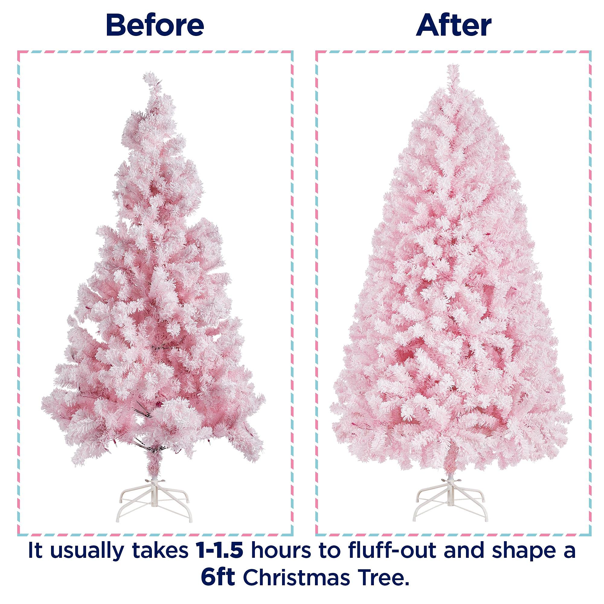 [Oferta especial de preventa]Yaheetech Árbol de Navidad Artificial Preiluminado de 6.5ft con 820 Puntas y 250 Luces Blancas Cálidas, Soporte Plegable, Color Blanco