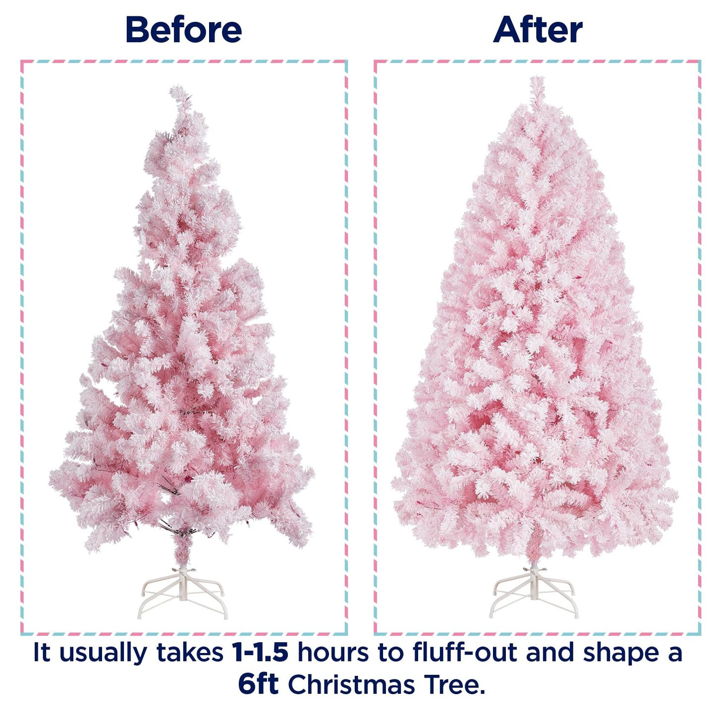 [Oferta especial de preventa]Yaheetech Árbol de Navidad Artificial Preiluminado de 6.5ft con 820 Puntas y 250 Luces Blancas Cálidas, Soporte Plegable, Color Blanco