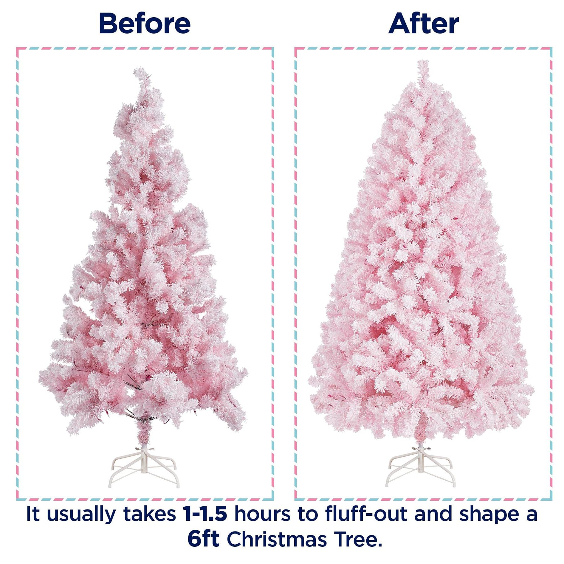 [Oferta especial de preventa]Yaheetech Árbol de Navidad Artificial Preiluminado de 6.5ft con 820 Puntas y 250 Luces Blancas Cálidas, Soporte Plegable, Color Blanco