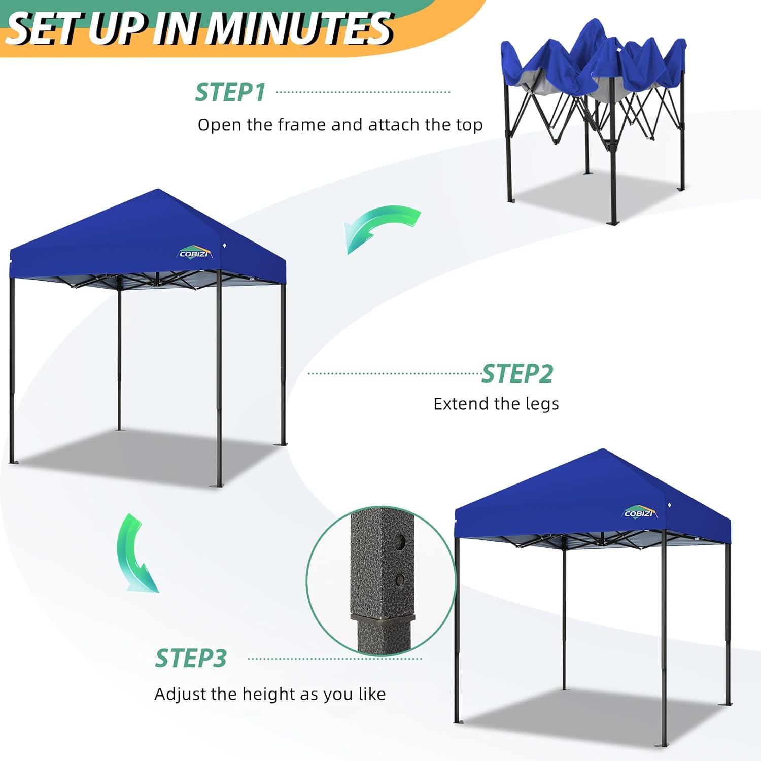 COBIZI - Toldo desplegable de 10 x 20 Pulgadas con 6 Paredes Laterales, toldo Impermeable para Eventos al Aire última intervensión, UPF 50+ cenador portátil para Fiestas, Playa, Camping, Boda,