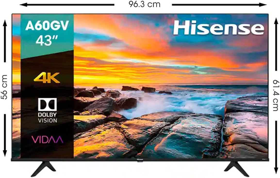 Hisense Pantalla 43" 4K Smart TV UHD 43A60GV VIDAA