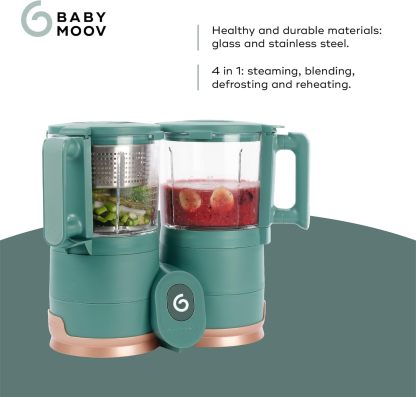 Babymoov Duo Meal 6 en 1: Procesador de Alimentos para Bebés con Vaporizador y Licuadora de Velocidades Múltiples, Calienta y Descongela (Aprobado por Nutricionistas), Gris