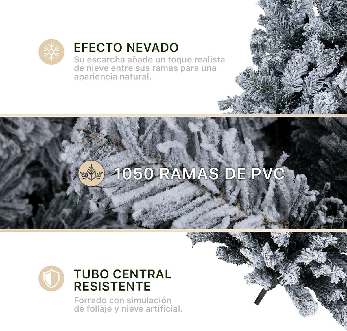 ESQUIMAL Árbol de Navidad Frondoso con Ramas Escarchadas, Pino Navideño (Rosa Nevado, 2.2 m)