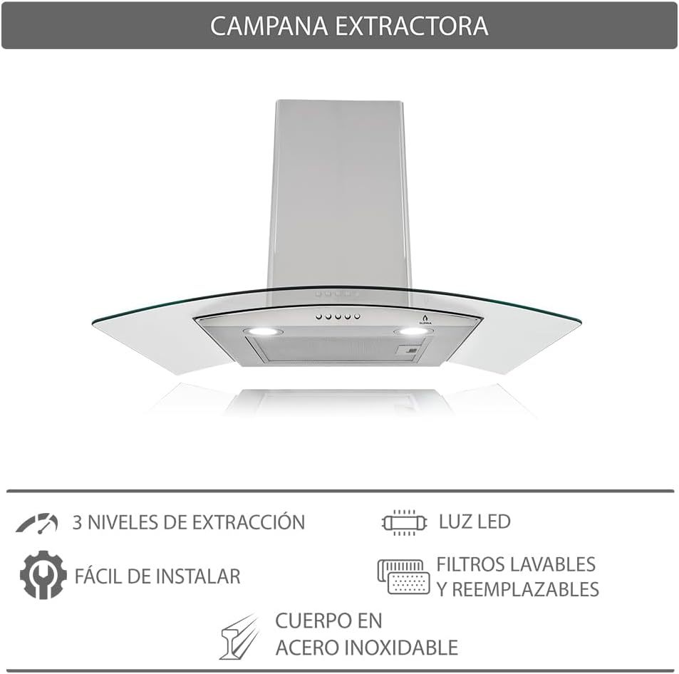 SUPRA Tricombo empotrable Zenit, Parrilla a gas de 5 quemadores para empotrar Mod. ZEGNA, Campana extractora de pared Mod. CC-76,Horno en acero inoxidable con cristal templado Mod. SILVER VORTEX