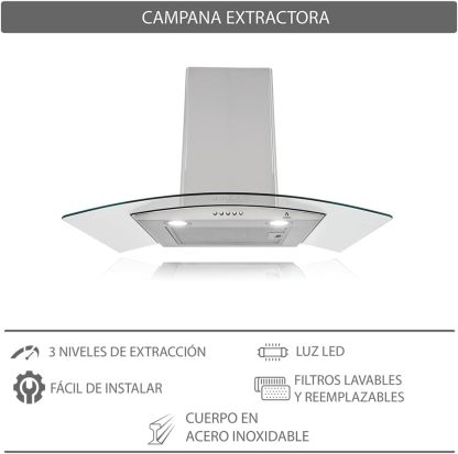 SUPRA Tricombo empotrable Zenit, Parrilla a gas de 5 quemadores para empotrar Mod. ZEGNA, Campana extractora de pared Mod. CC-76,Horno en acero inoxidable con cristal templado Mod. SILVER VORTEX