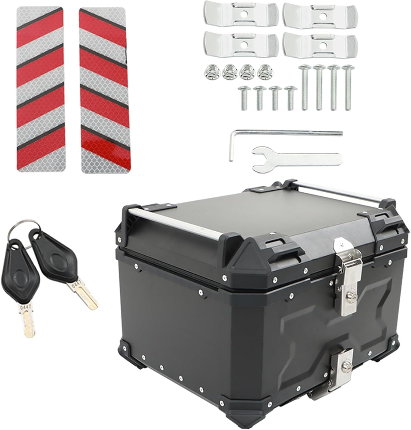 GXYWADY - Carcasa superior para motocicleta, 55L-X, color plata, aleación de aluminio, caja trasera para motocicleta, con espacio amplio y aspecto fresco, caja trasera para maletero de motocicleta,