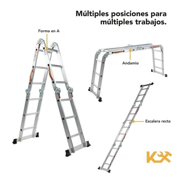 Escalera Multiposiciones De Aluminio 3.5 Metros 12 Peldaños Kingsman KMEM35