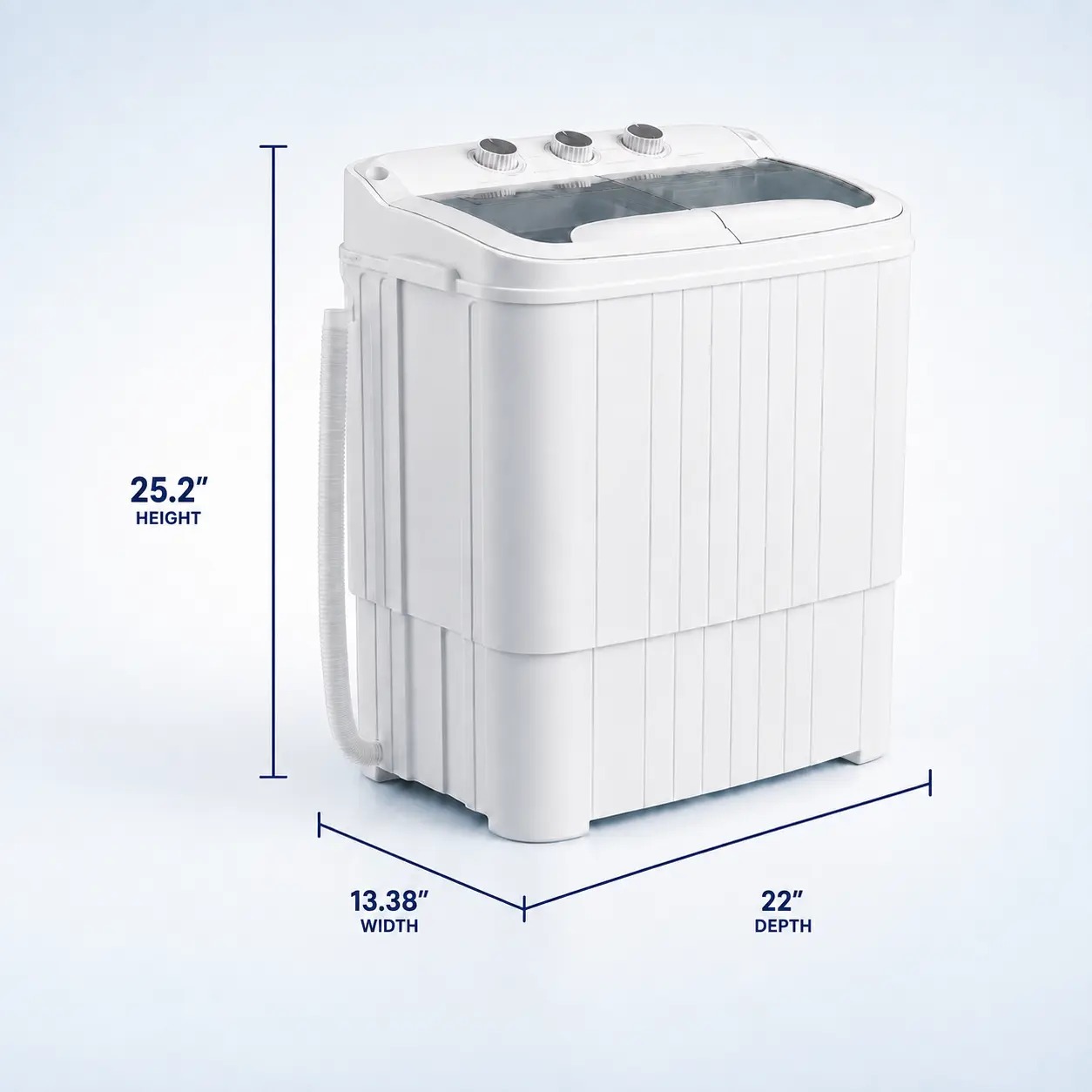 Lavadora semiautomática de doble tina (capacidad total de 16 lb: 9.6 lb de lavado + 5.4 lb de centrifugado); lavadora compacta ideal para apartamentos, dormitorios, casas rodantes, campamentos y uso doméstico diario.