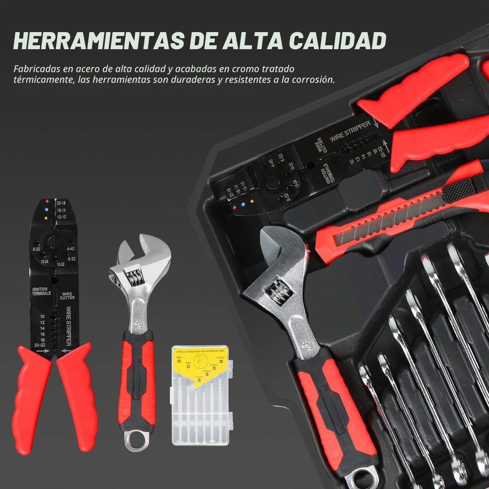 Arcwares Juego de herramientas de aluminio de 799 piezas, color plateado, juego de herramientas de mano para el hogar, con cinturón de herramientas, regalo en el día del padre (negro)
