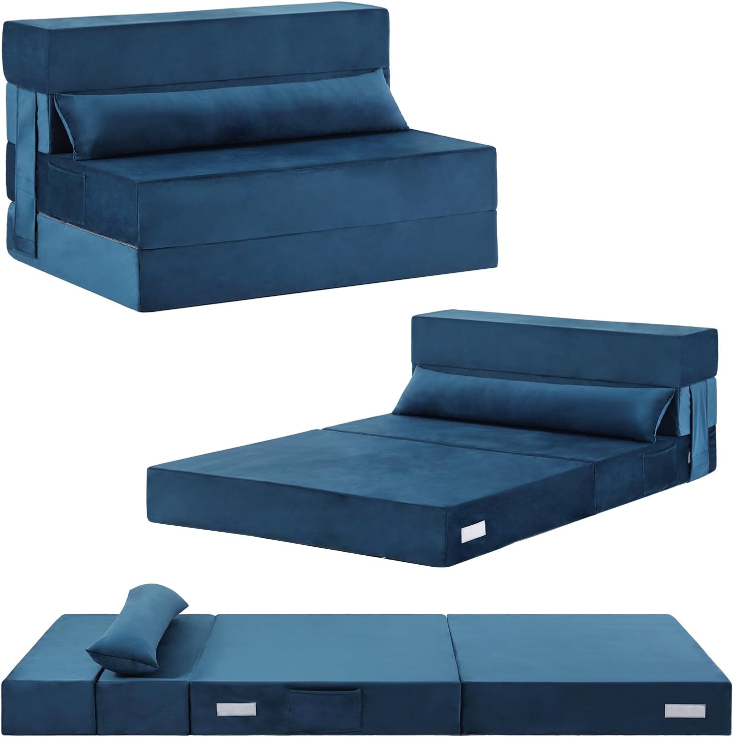 Tiita - Sillón de futón, tamaño individual, sofá cama plegable con almohada, colchón de piso y futón para sala de estar, recámara, uso de invitados, departamento
