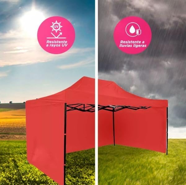 VANLIG Toldo Carpa 4.5x3 Metros Plegable con Paredes Y Techo Carpa (Rojo)