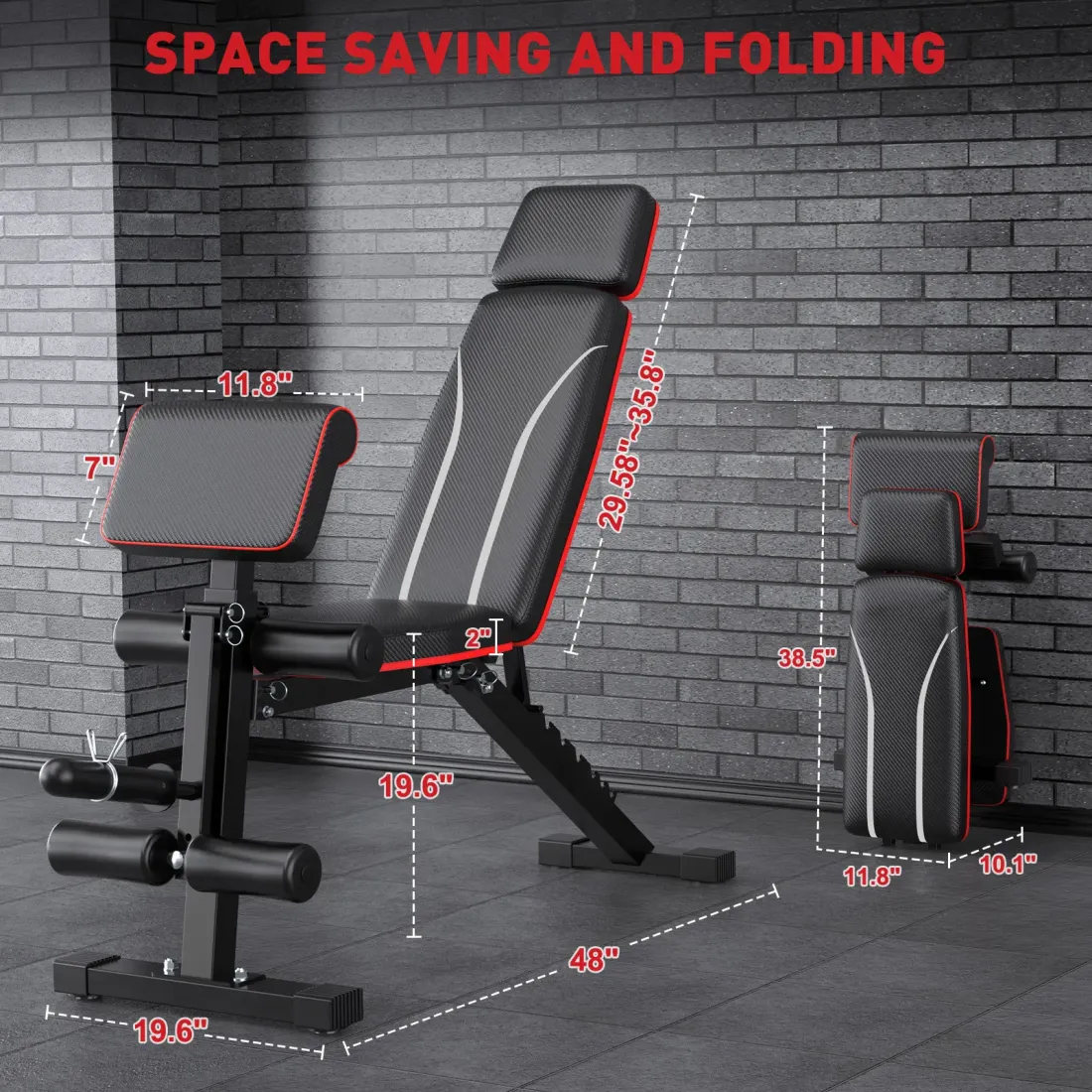 Banco de pesas plegable, capacidad de peso de 880 libras, placa de pesas no incluida, banco de entrenamiento de press de banca para gimnasio en casa, banco para hacer ejercicio, equipo de entrenamiento de abdominales inclinados y declinados, extensión de