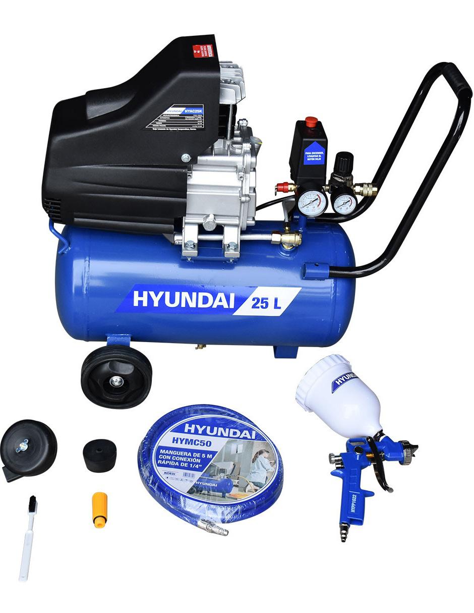 Compresor de aire con manguera y pistola Hyundai 25 L