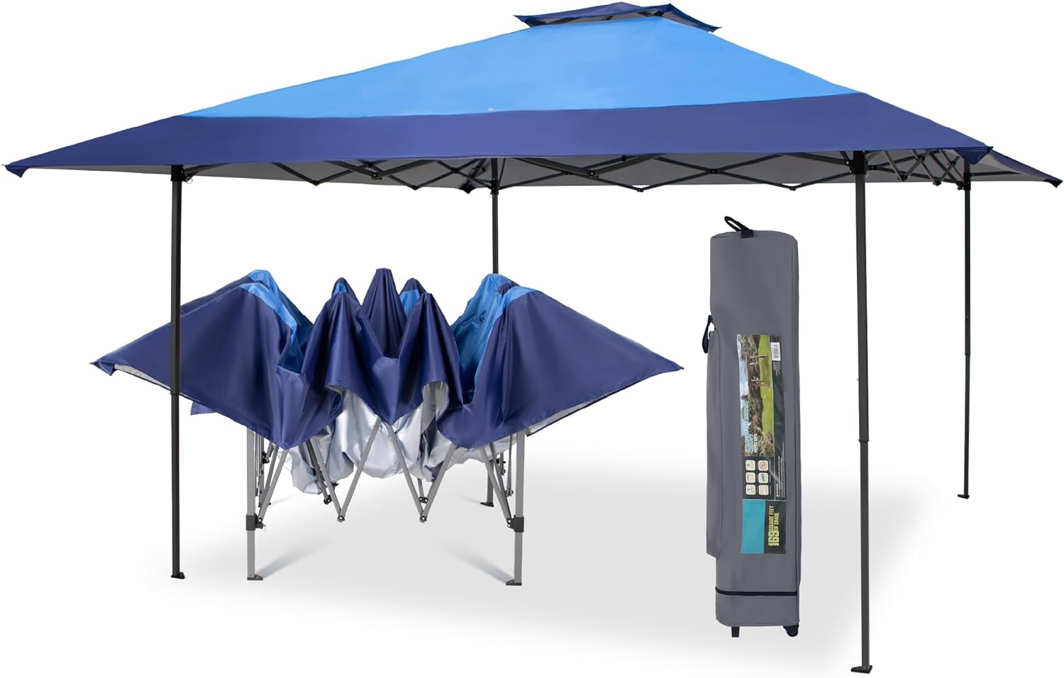 PHI VILLA - Toldo parasol con bloqueo UV de 4 x 4 m con kits de herramientas, pantalla de cenador para patio al aire libre, eventos de jardín, marrón-Clavijas de tierra para tienda de campaña al aire libre, clavijas para campamento con dosel