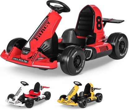 HONEYWHALE Go Kart Eléctrico para Niños con Asiento Ajustable, Modo Control Remoto, Velocidad Máxima 4km/h, Carro Electrico Niño Montable con Luz Led y Musica, Moto Electrica Infantil Niño