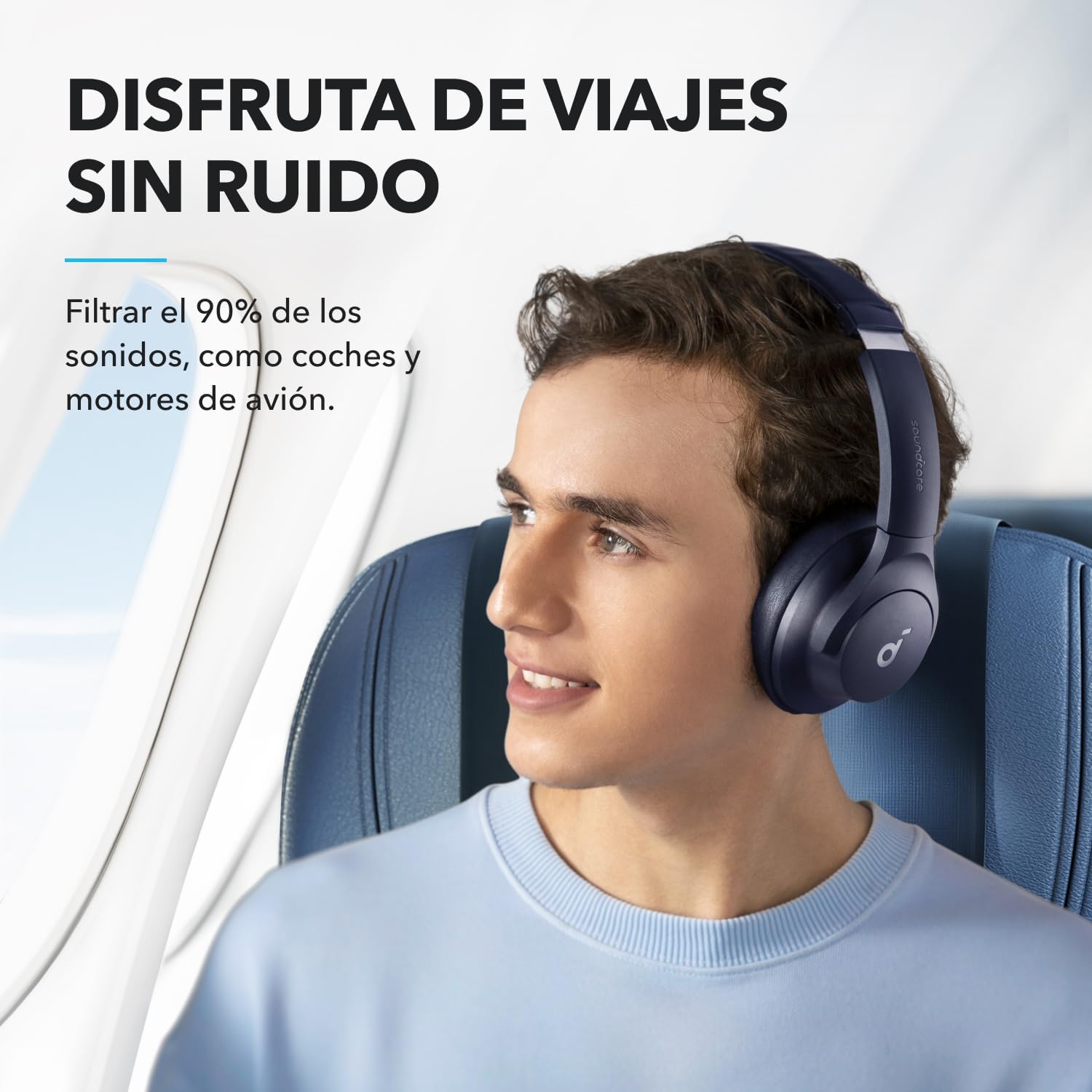 Soundcore Audífonos Inalámbricos Diadema Q20i, Cancelación de Ruido Activa Híbrida, Bluetooth, 40H ANC, Alta Resolución, Big Bass, App, Transparencia, Viajes