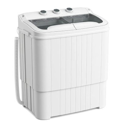 Lavadora semiautomática de doble tina (capacidad total de 16 lb: 9.6 lb de lavado + 5.4 lb de centrifugado); lavadora compacta ideal para apartamentos, dormitorios, casas rodantes, campamentos y uso doméstico diario.
